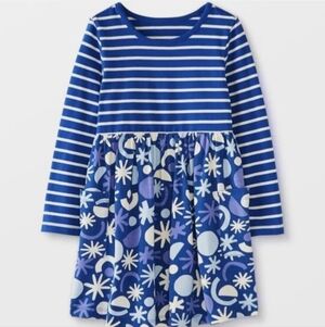HANNA ANDERSSON blue Stripes Spectacular Mixie Print Dress Size 5